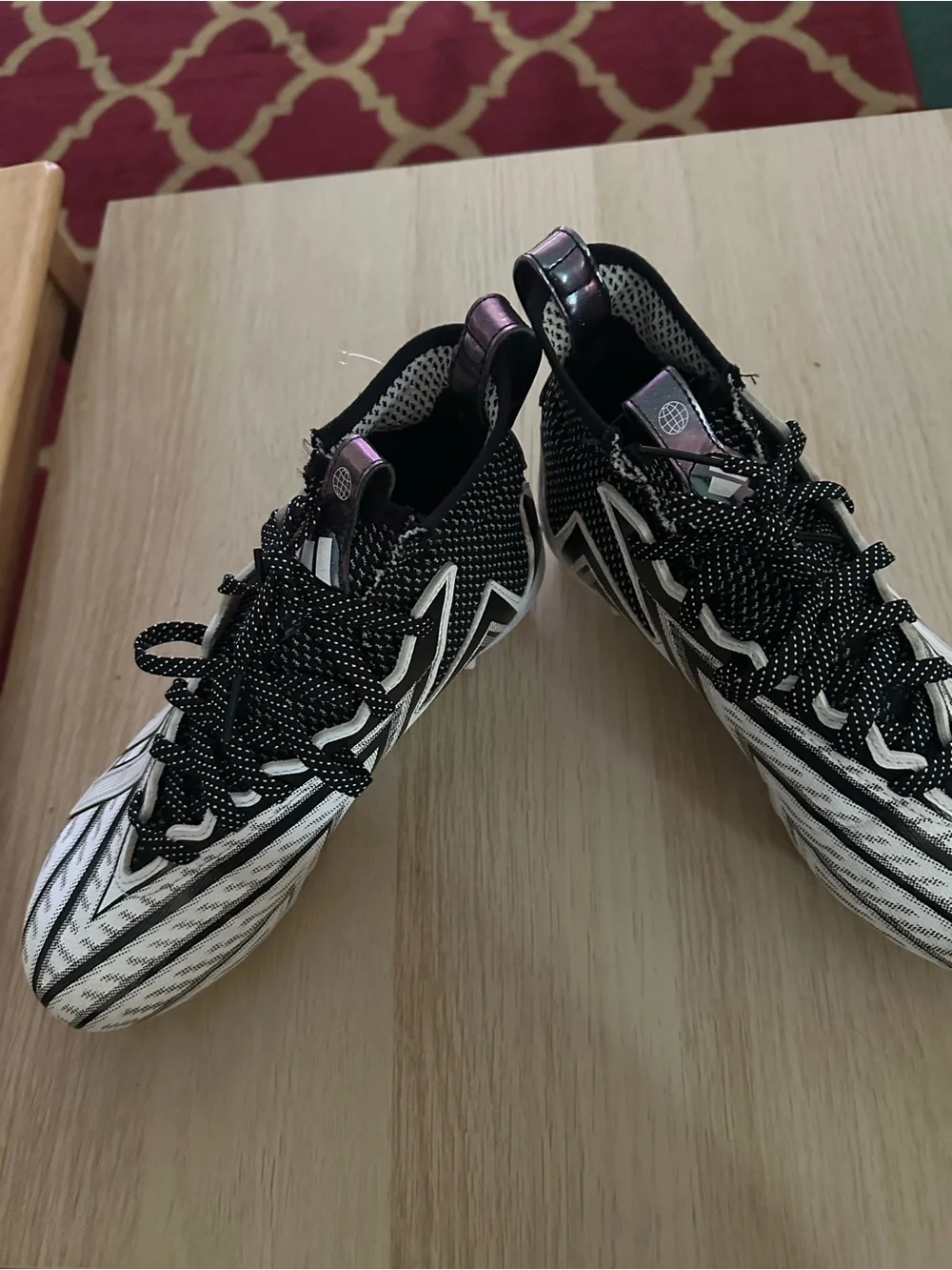 adidas Black and White Athletic Cleats with Knit Collar